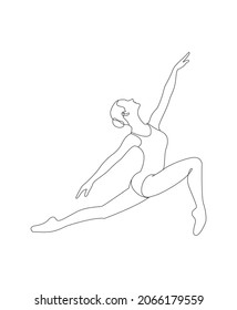 Bailarina de ballet en estilo de dibujo de línea continua. Esbozo de la línea negra de Ballerina sobre fondo blanco. Ilustración vectorial. Bonito Dibujo De Contorno Mínimo De Silhouette Corporal De Mujer. Figura femenina bailarina