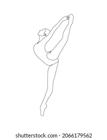 Ballet dancer in continuous line art drawing style. Ballerina black line sketch on white background. Vector illustration. Beautiful Woman Body Silhouette Minimal Outline Drawing. Dancing Female Figure