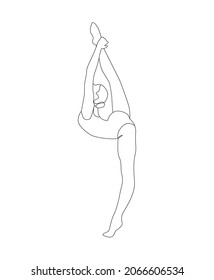 Ballet dancer in continuous line art drawing style. Ballerina black line sketch on white background. Vector illustration. Beautiful Woman Body Silhouette Minimal Outline Drawing. Dancing Female Figure