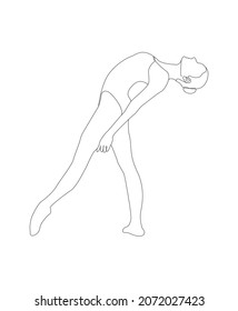 Bailarina de ballet en estilo de dibujo de línea continua. Esbozo de línea negra de gimnasta sobre fondo blanco. Ilustración vectorial. Dibujo De Contorno Mínimo De Silhouette De Género Gimnásica. Figura femenina bailarina