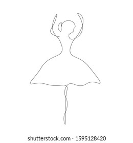 Ballet dancer continuous line drawing, vector illustration
