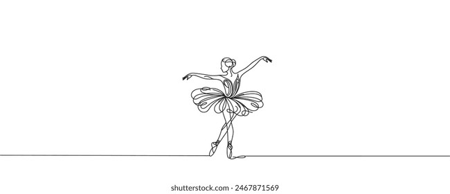 Ballet dancer in continuous line drawing style. Vector illustration