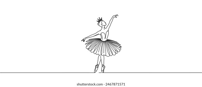 Ballet dancer in continuous line drawing style. Vector illustration