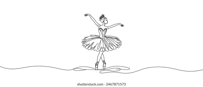 Ballet dancer in continuous line drawing style. Vector illustration