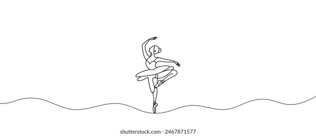 Ballet dancer in continuous line drawing style. Vector illustration