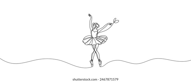 Ballet dancer in continuous line drawing style. Vector illustration