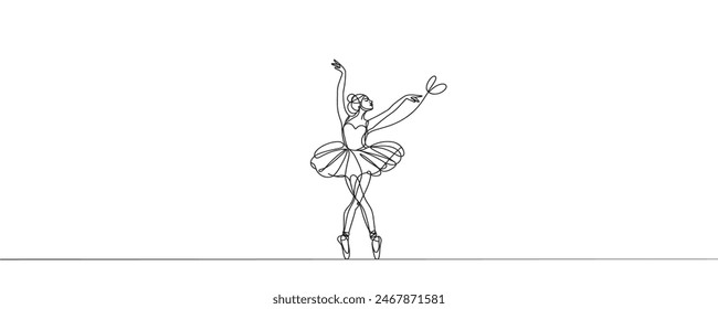 Ballet dancer in continuous line drawing style. Vector illustration