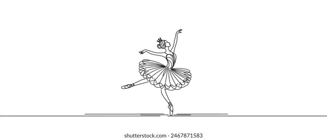 Ballet dancer in continuous line drawing style. Vector illustration