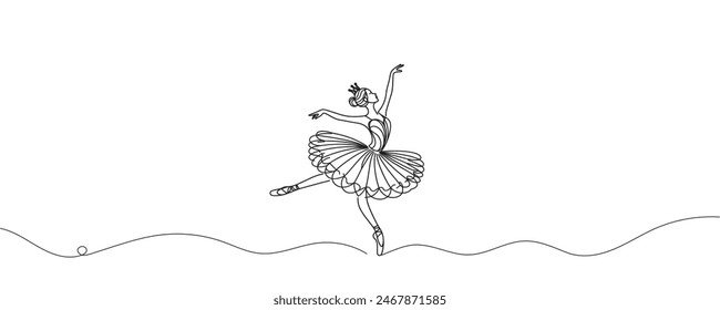 Ballet dancer in continuous line drawing style. Vector illustration