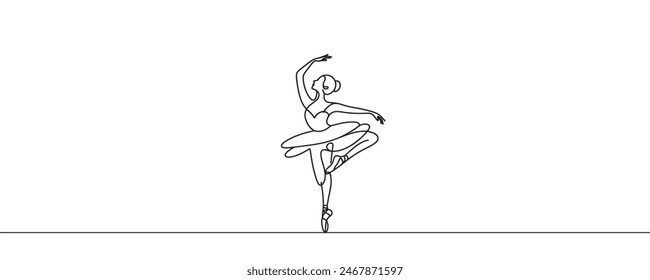 Ballet dancer in continuous line drawing style. Vector illustration