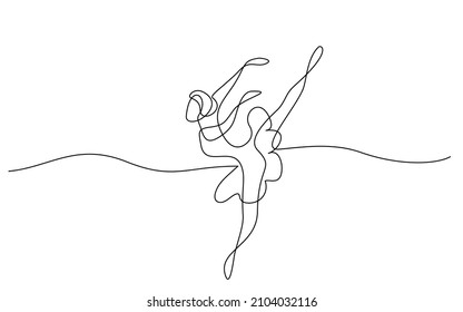 Ballet dancer. Continuous one line art drawing style. Ballerina black line sketch on white background. Vector illustration