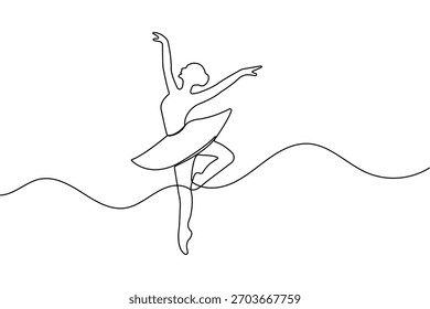 Ballet dançarino contínuo um desenho de linha em estilo minimalista como delineador elegante ilustração vetor