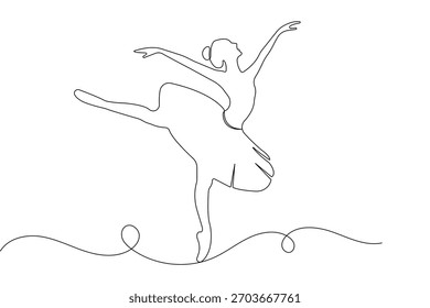 Ballet dançarino contínuo um desenho de linha em estilo minimalista como delineador elegante ilustração vetor