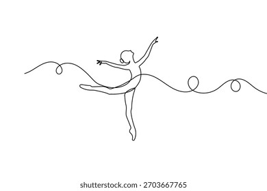 Ballet dançarino contínuo um desenho de linha em estilo minimalista como delineador elegante ilustração vetor