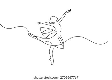 Ballet dançarino contínuo um desenho de linha em estilo minimalista como delineador elegante ilustração vetor