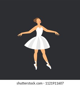 Ballet dancer. Dancing ballerina on a dark background. flat style Vector illustration