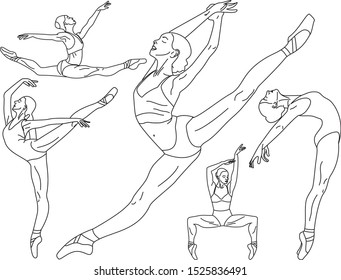 Ballet dancer dancing in various poses and positions