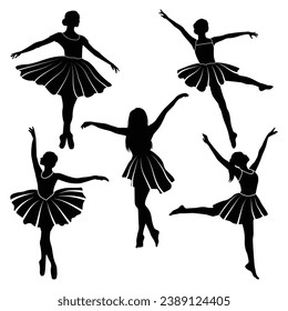 Ballet Dancer or Dancing Vector Silhouettes