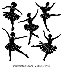 Ballet Dancer or Dancing Vector Silhouettes