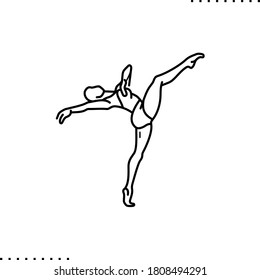 Ballet dancer with fluid movements vector icon in outline style