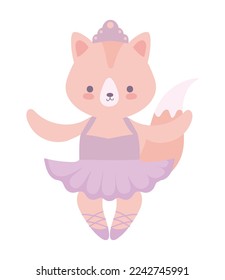 ballet dancer fox in tutu icon isolated