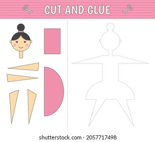 A ballet dancer of geometric shapes. Cut and glue. Children's game. Constructor, application.  Vector illustration