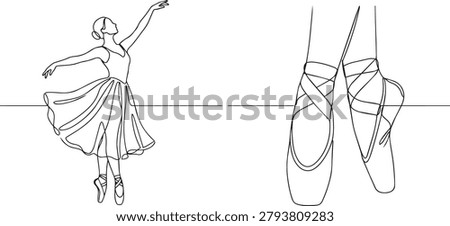 Ballet dancer in a graceful pose and ballet shoes