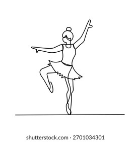 Dançarino de balé   ícone   desenho contínuo de uma linha da ilustração de vetor de contorno