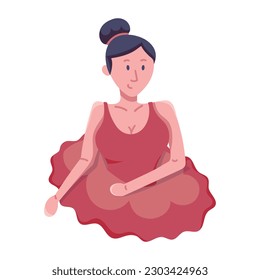 Ballet dancer icon in flat style 