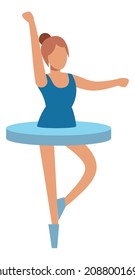 Ballet dancer icon. Woman dancing in blue tutu skirt