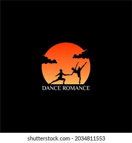 ballet dancer illustration vector logo dancing under the full moon
