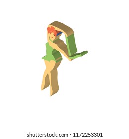 Ballet dancer isometric left top view 3D icon