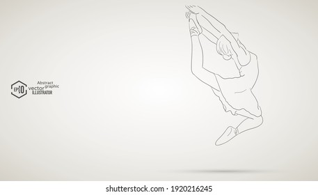 Ballet dancer jumping up.hand drawing of abstract vector background.