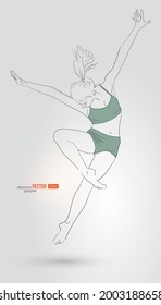 Ballet dancer jumping up.hand drawing of abstract vector background.
