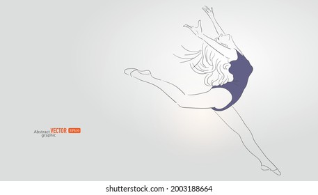Ballet dancer jumping up.hand drawing of abstract vector background.