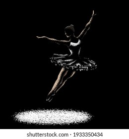 A ballet dancer jumps on the stage. Vector illustration