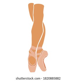 Ballet dancer legs in pointe shoe. Vector illustration. Ballet shoes isolated.