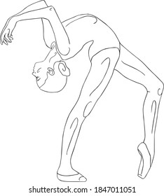Ballet dancer in line art drawing style. Ballerina black line sketch. Vector illustration