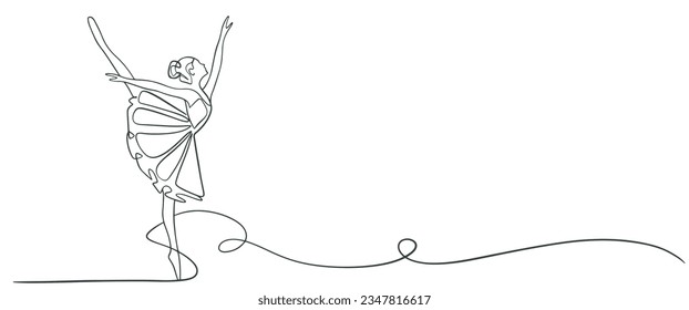 Ballet dancer line art vector illustration