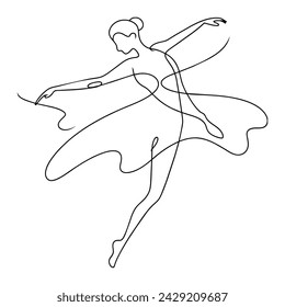 Ballet dancer line art Vector illustration