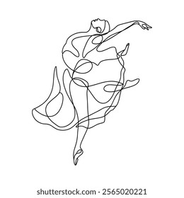  Ballet Dancer Line Drawing.  continuous line ballerina