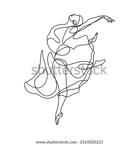  Ballet Dancer Line Drawing.  continuous line ballerina