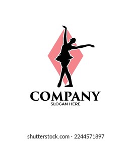 Ballet dancer logo design template