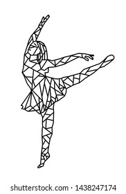 A ballet dancer low poly abstract vector lie. Editable aart concept.