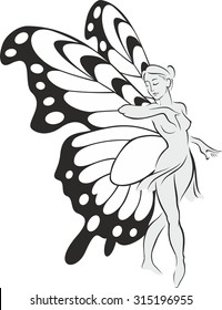 Ballet dancer with monarch butterfly wings