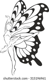 Ballet dancer with monarch butterfly wings