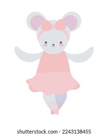 ballet dancer mouse in tutu icon isolated