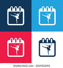 Ballet Dancer On Calendar Page To Remind Class Day blue and red four color minimal icon set