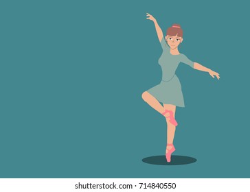 ballet dancer on isolated background. Ballerina jete. Flat style design