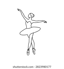 Ballet Dancer One Line Art Illustration Design